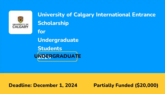 University of Calgary International Entrance Scholarship for Undergraduate Students 2024