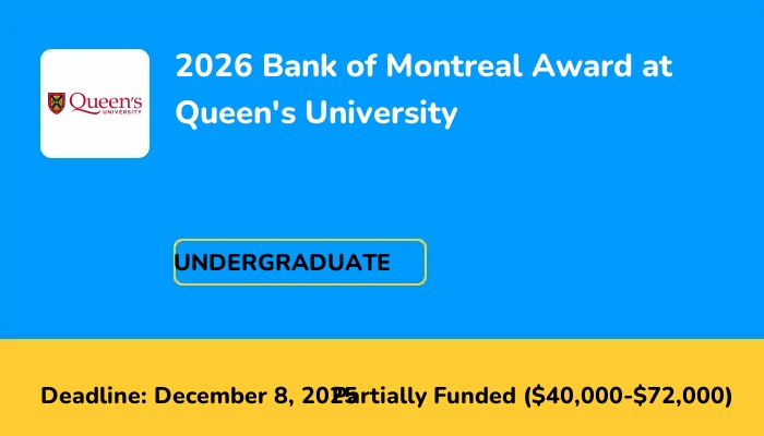 2026 Bank of Montreal Award at Queen's University