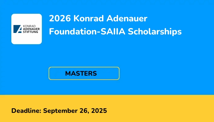2026 Konrad Adenauer Foundation-SAIIA Scholarships
