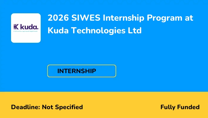 2026 SIWES Internship Program at Kuda Technologies Ltd