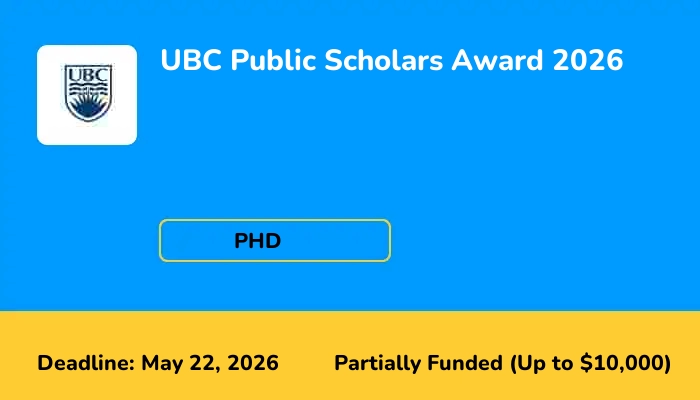 UBC Public Scholars Award 2026