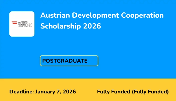Austrian Development Cooperation Scholarship 2026