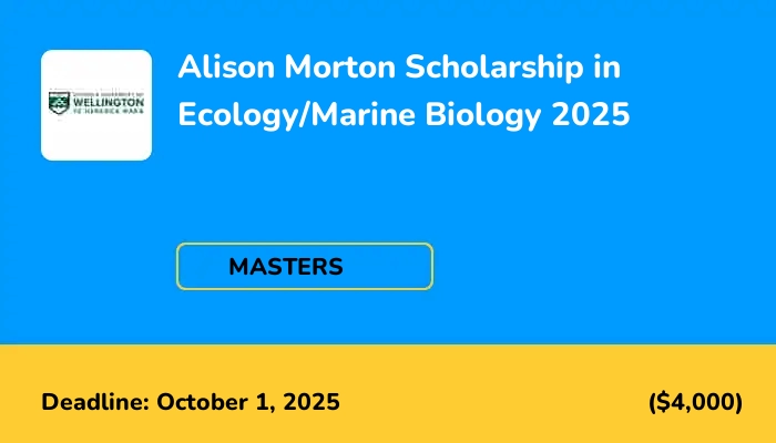 Alison Morton Scholarship in Ecology/Marine Biology 2025