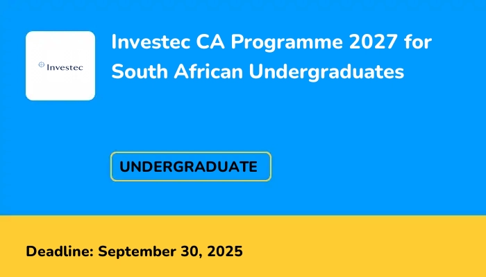 Investec CA Programme 2027 for South African Undergraduates