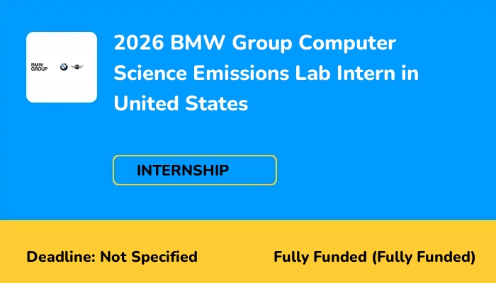 2026 BMW Group Computer Science Emissions Lab Intern in United States