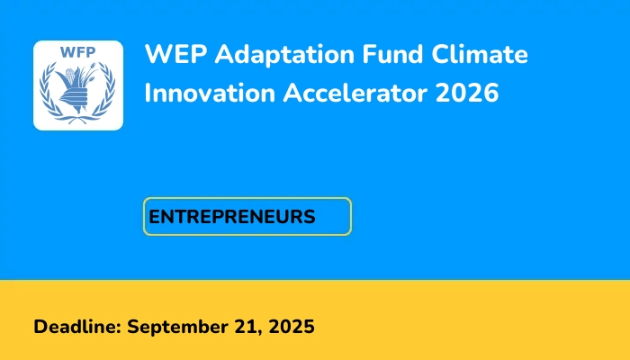 WEP Adaptation Fund Climate Innovation Accelerator 2026