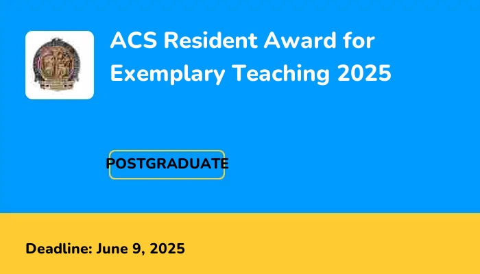 ACS Resident Award for Exemplary Teaching 2025