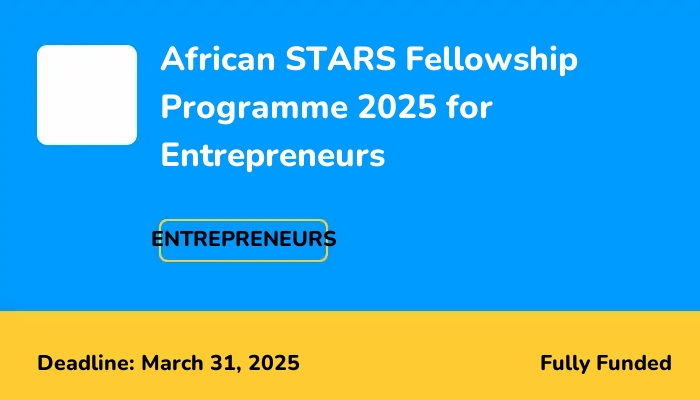 African STARS Fellowship Programme 2025 for Entrepreneurs