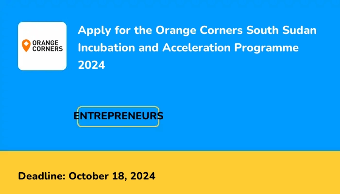 Apply for the Orange Corners South Sudan Incubation and Acceleration Programme 2024