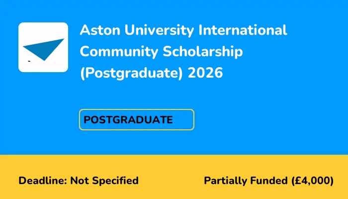 Aston University International Community Scholarship (Postgraduate) 2026
