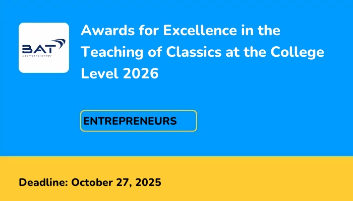 Awards for Excellence in the Teaching of Classics at the College Level 2026