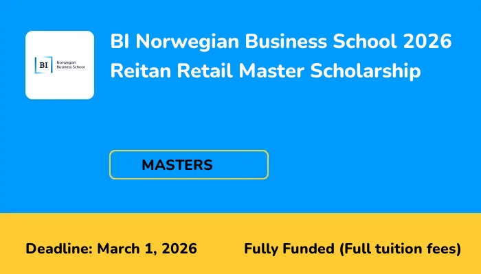 BI Norwegian Business School 2026 Reitan Retail Master Scholarship