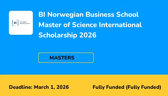 BI Norwegian Business School Master of Science International Scholarship 2026