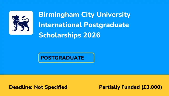 Birmingham City University International Postgraduate Scholarships 2026