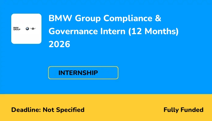BMW Group Compliance & Governance Intern (12 Months) 2026