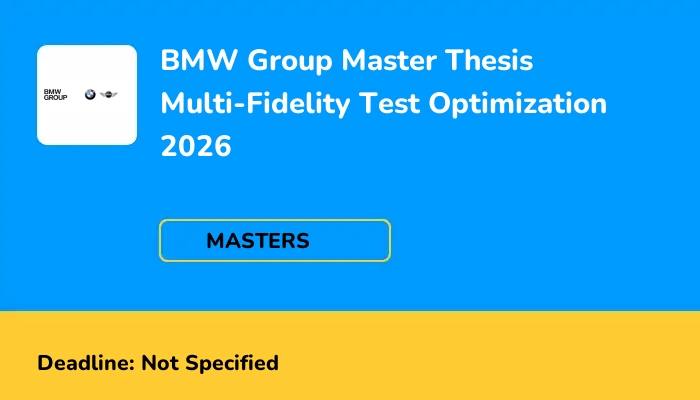 BMW Group Master Thesis Multi-Fidelity Test Optimization 2026