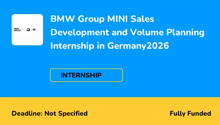 BMW Group MINI Sales Development and Volume Planning Internship in Germany2026