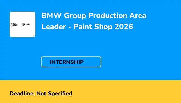 BMW Group Production Area Leader - Paint Shop 2026