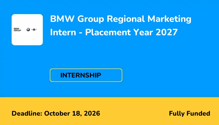 BMW Group Regional Marketing Intern - Placement Year 2027