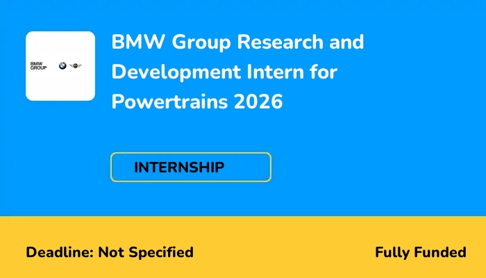 BMW Group Research and Development Intern for Powertrains 2026