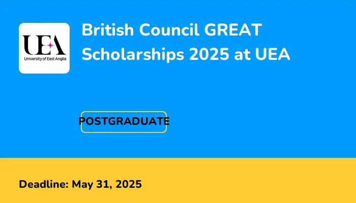 British Council GREAT Scholarships 2025 at UEA