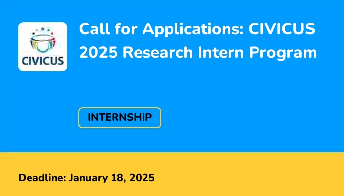 Call for Applications: CIVICUS 2025 Research Intern Program