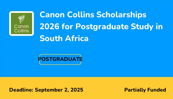 Canon Collins Scholarships 2026 for Postgraduate Study in South Africa