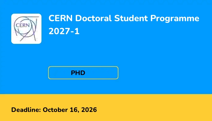 CERN Doctoral Student Programme 2027-1