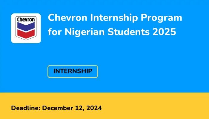 Chevron Internship Program for Nigerian Students 2025