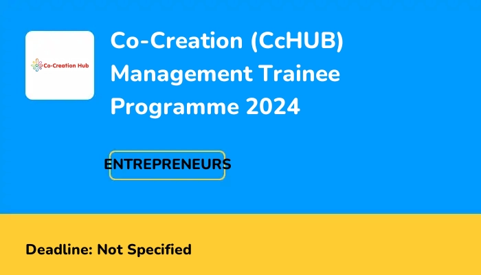 Co-Creation (CcHUB) Management Trainee Programme 2024