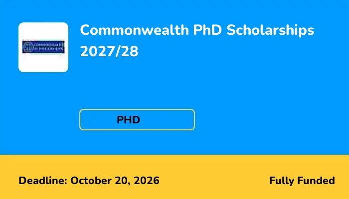 Commonwealth PhD Scholarships 2027/28