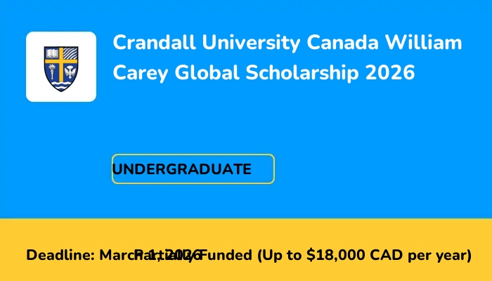 Crandall University Canada William Carey Global Scholarship 2026