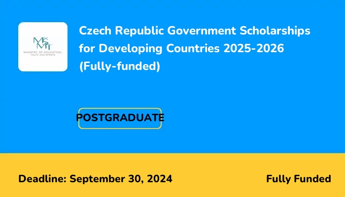 Czech Republic Government Scholarships for Developing Countries 2025-2026 (Fully-funded)