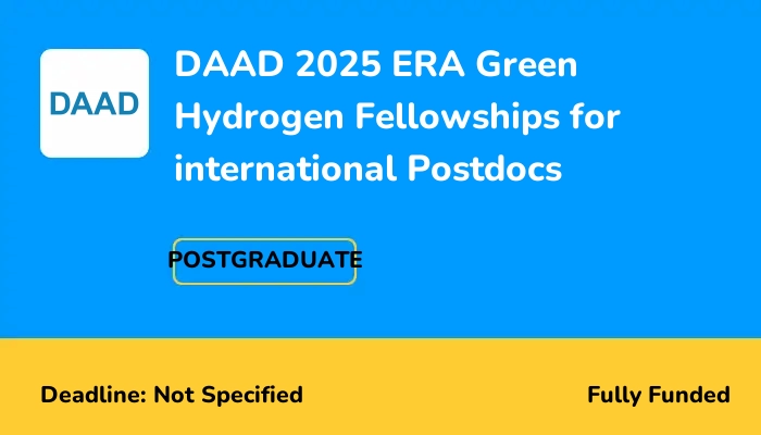 DAAD 2025 ERA Green Hydrogen Fellowships for international Postdocs