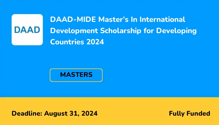 DAAD-MIDE Master’s in International Development Scholarship for Developing Countries 2024