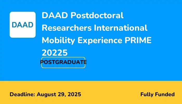 DAAD Postdoctoral Researchers International Mobility Experience PRIME 20225