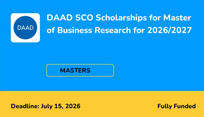 DAAD SCO Scholarships for Master of Business Research for 2026/2027