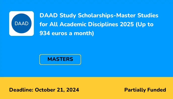 DAAD Study Scholarships-Master Studies for All Academic Disciplines 2025 (Up to 934 euros a month)