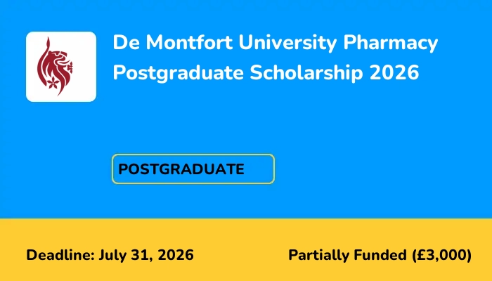 De Montfort University Pharmacy Postgraduate Scholarship 2026