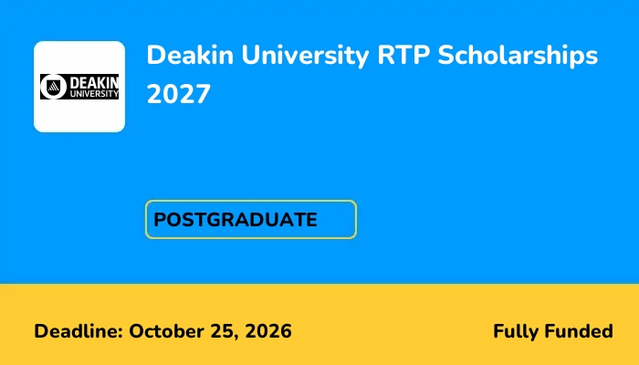 Deakin University RTP Scholarships 2027
