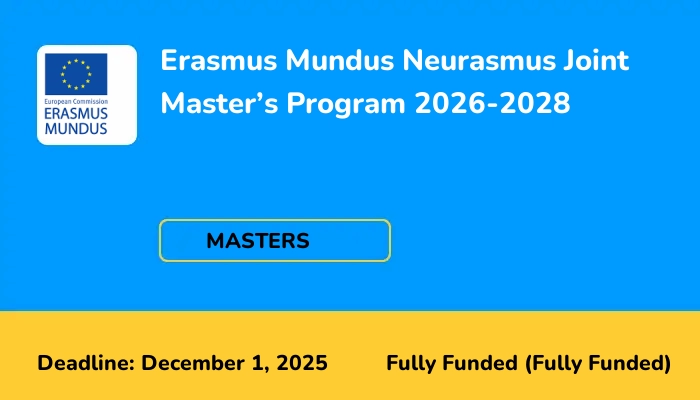 Erasmus Mundus Neurasmus Joint Master's Program 2026-2028