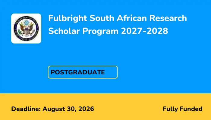 Fulbright South African Research Scholar Program 2027-2028