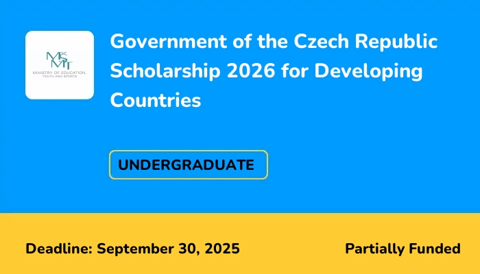 Government of the Czech Republic Scholarship 2026 for Developing Countries