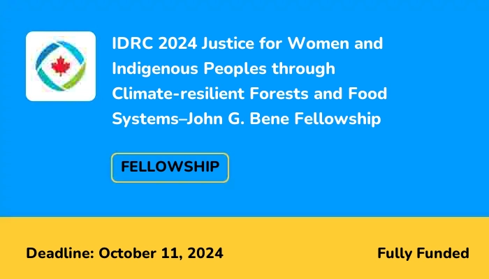 IDRC 2024 John G. Bene Fellowship (Up to CA$23,000)