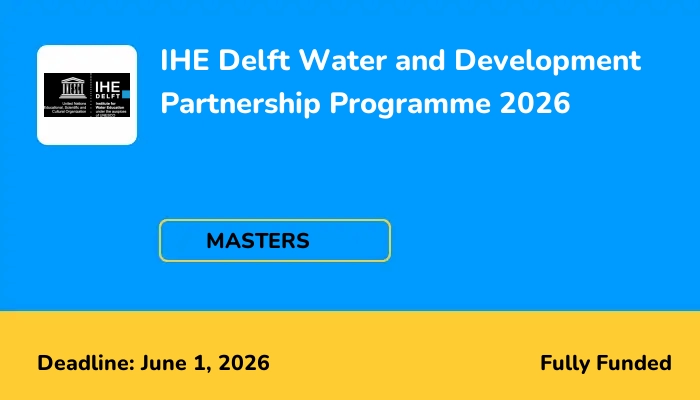 IHE Delft Water and Development Partnership Programme 2026