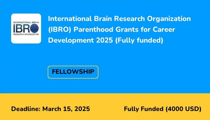 International Brain Research Organization (IBRO) Parenthood Grants for Career Development 2025 (Fully funded)