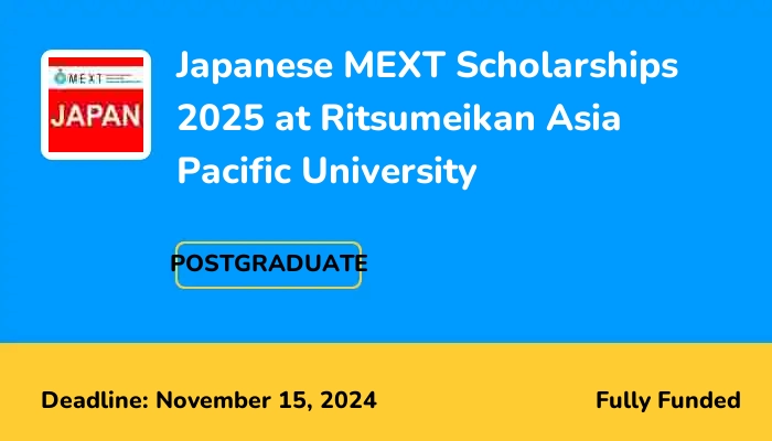 Japanese MEXT Scholarships 2025 at Ritsumeikan Asia Pacific University