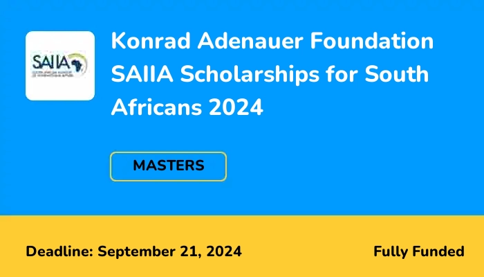 Konrad Adenauer Foundation SAIIA Scholarships for South Africans 2024