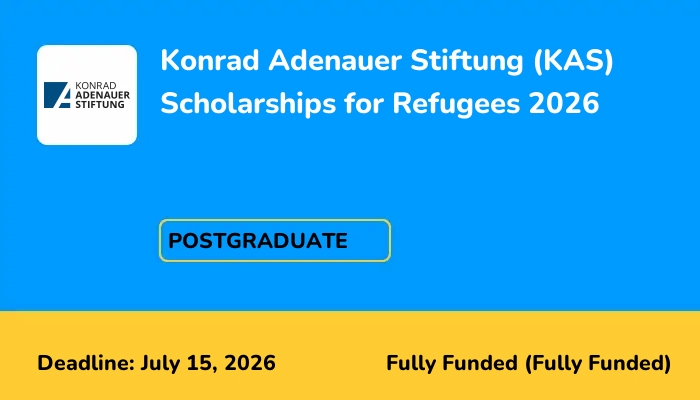 Konrad Adenauer Stiftung (KAS) Scholarships for Refugees 2026