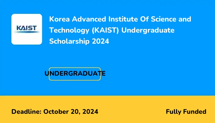 Korea Advanced Institute Of Science and Technology (KAIST) Undergraduate Scholarship 2024